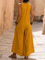 Vibrant Ethnic Pattern Print Wide-leg Jumpsuit