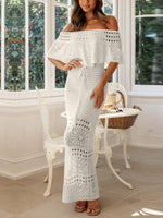Women's Fashion Art Hollow Casual Stylish Shawl And Dress Two-piece Set