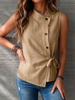 Casual Sleeveless Linen And Cotton Top