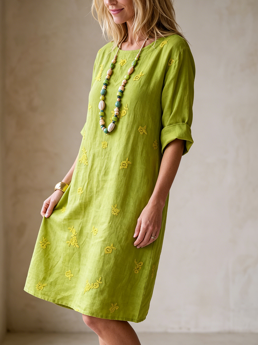 Boho-Chic Breathable Floral Embroidered Dress