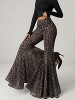 Stylish And Sexy Stretchy Leopard-print Flared Pants