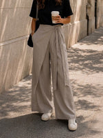 Casual Cotton-linen Trousers With Waist Tie