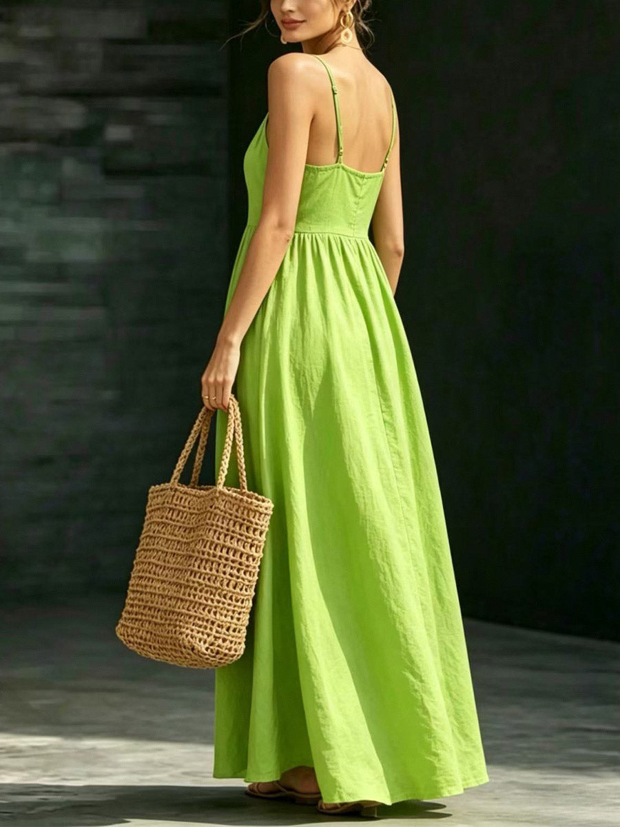 Women's Casual Elegant Stylish Loose V-neck Sleeveless Vacation Long Dress