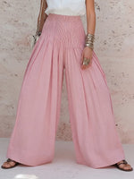 Elegant Blush Pink Pleated Wide-Leg Trousers