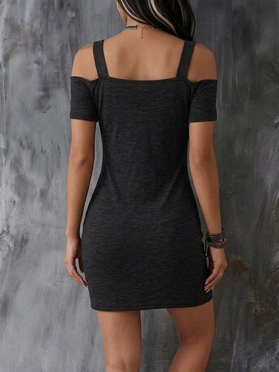 Stylish, Sexy, Slim-fit Stretch Cotton Mini Zip-front Dress