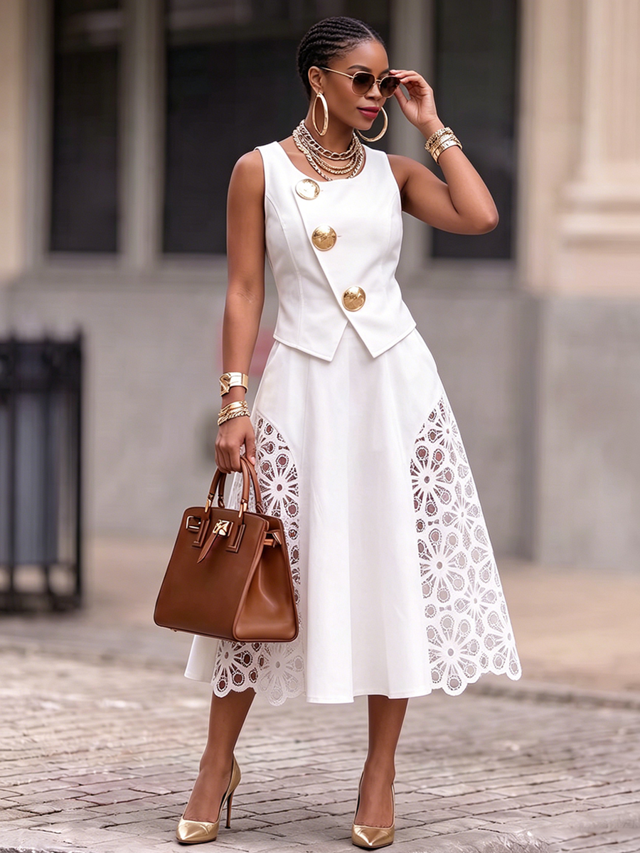 High-waisted Lace Cutout Skirt – Effortless High Fashion