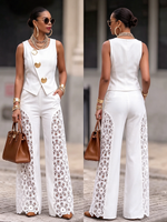 High-waisted Lace Cutout Pants – Effortless High Fashion