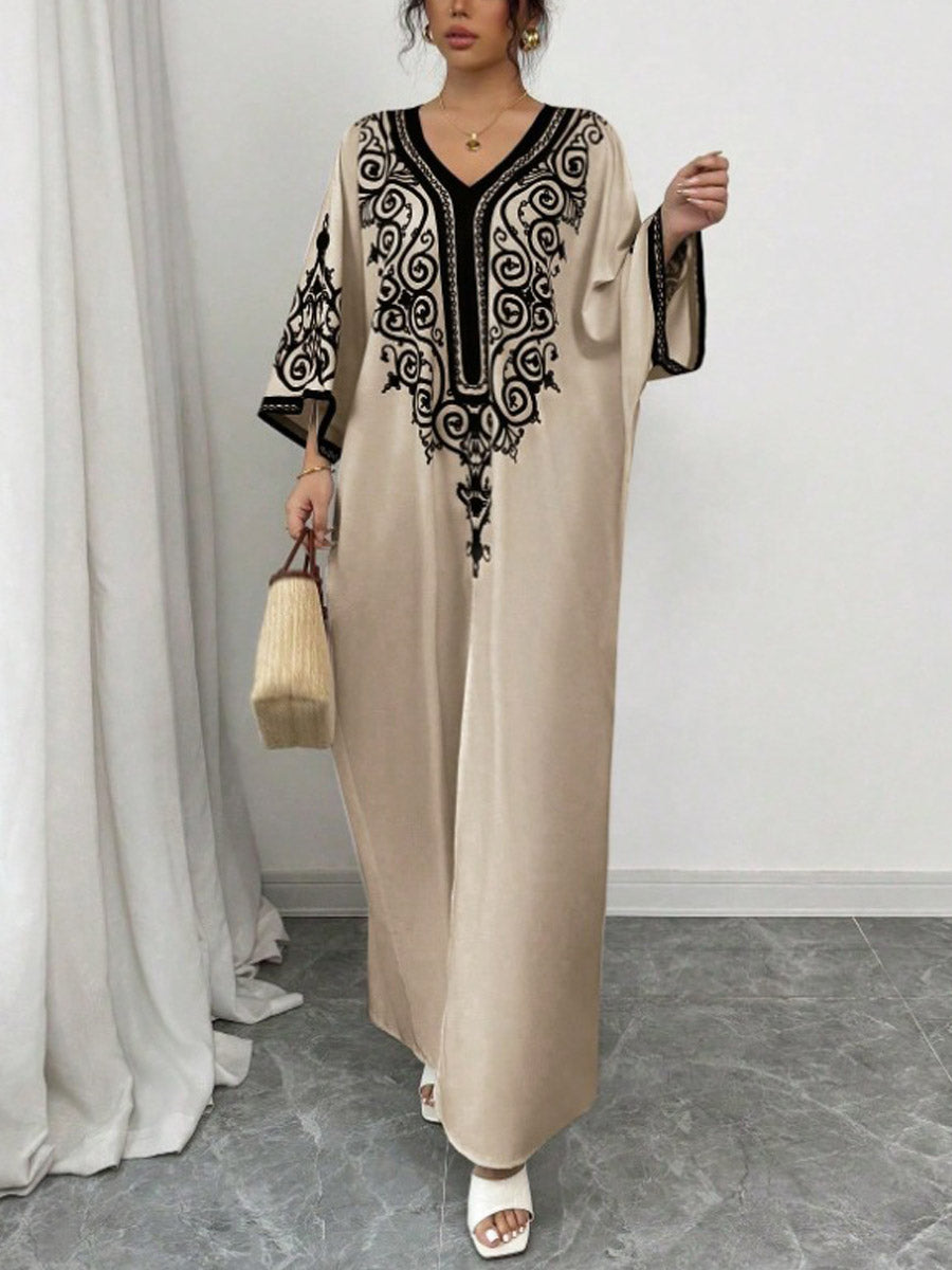 Women's Casual Elegant Stylish Loose V-neck Vacation Long Dress