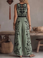 Elegant Botanical Wide-leg Jumpsuit