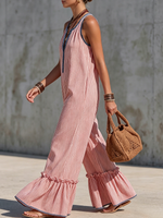 Bohemian Striped Ruffle Jumpsuit