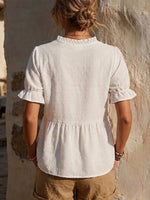 Casual Resort-style Textured Shirt With Ruffle Details
