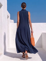 Striking Contrast Trim Maxi Dress – Relaxed V-neck Resort Wear