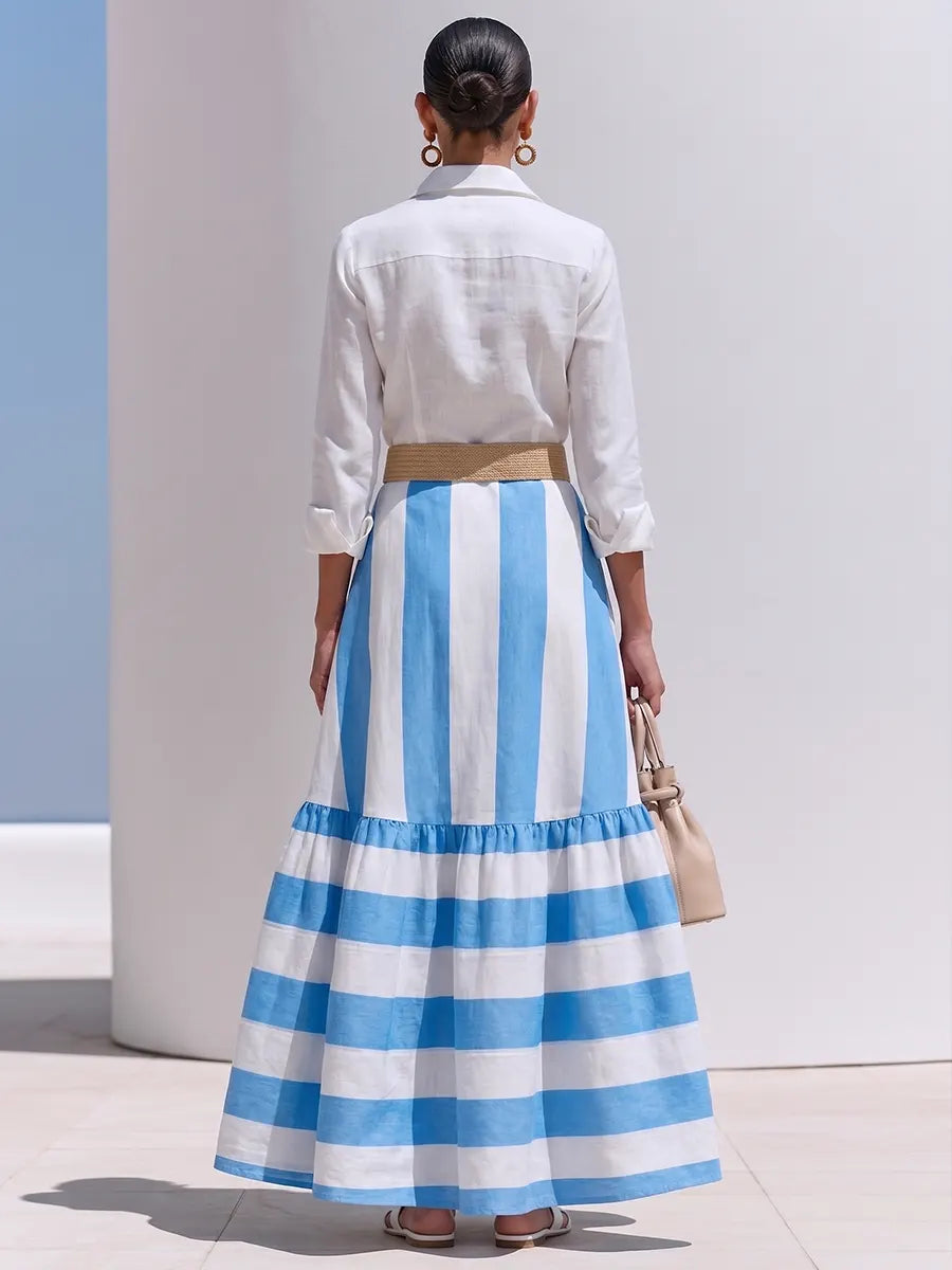 Elegant Striped Maxi Skirt