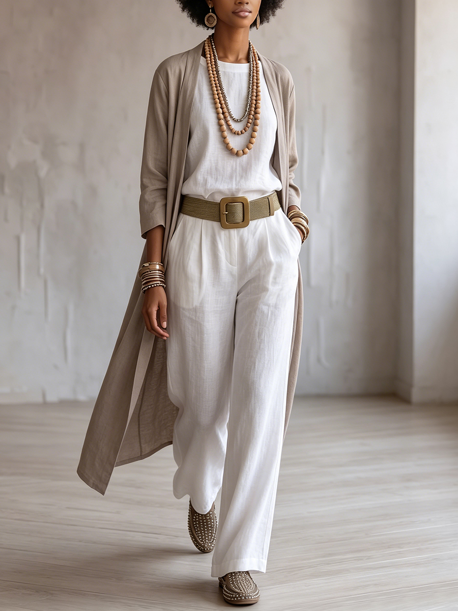 Cozy Minimalist Cotton-linen Three-piece Set