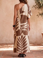 Effortless Asymmetrical Botanical Print Maxi Dress