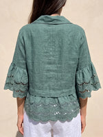 Elegant Eyelet Lace Linen Blouse