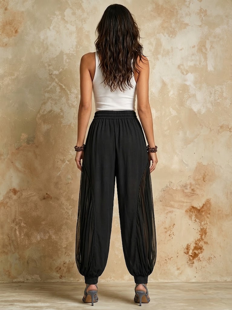 Casual Linen And Cotton Spliced chiffon Lantern Pants