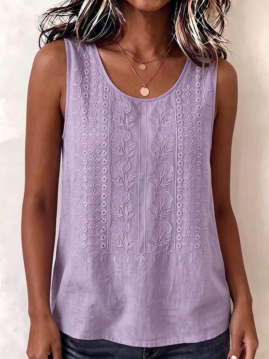 Boho Embroidered Sleeveless Blouse