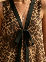 Women's Leopard Sheer Tie-Front Dress