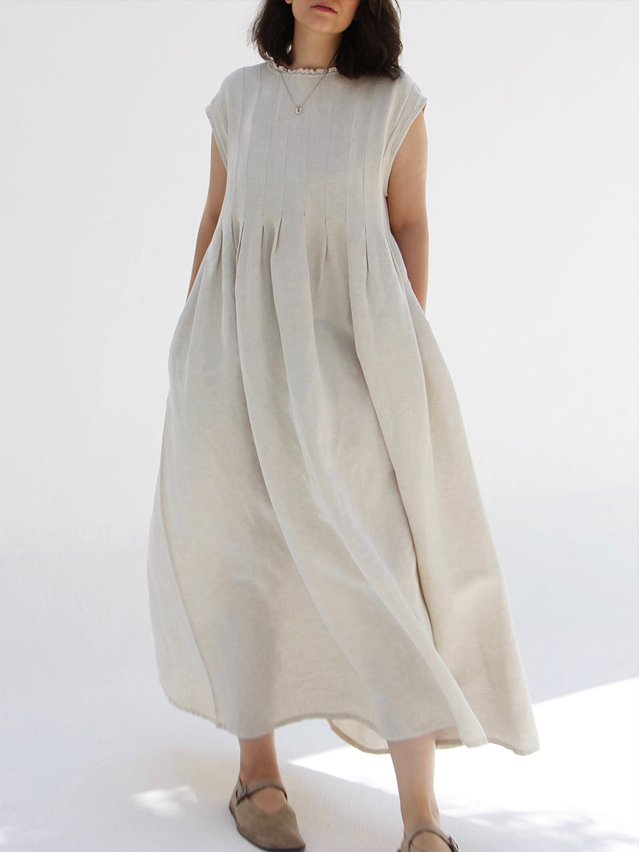 Loose-fitting, Casual Linen-cotton Maxi Dress