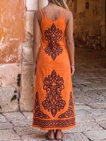 Vibrant Celtic Print Lace-Up Maxi Dress