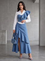 Avant-Garde Tencel Denim Ruffled Set