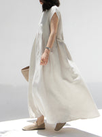 Loose-fitting, Casual Linen-cotton Maxi Dress