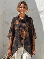 Earthy Cowl Neck Draped Linen Shirt