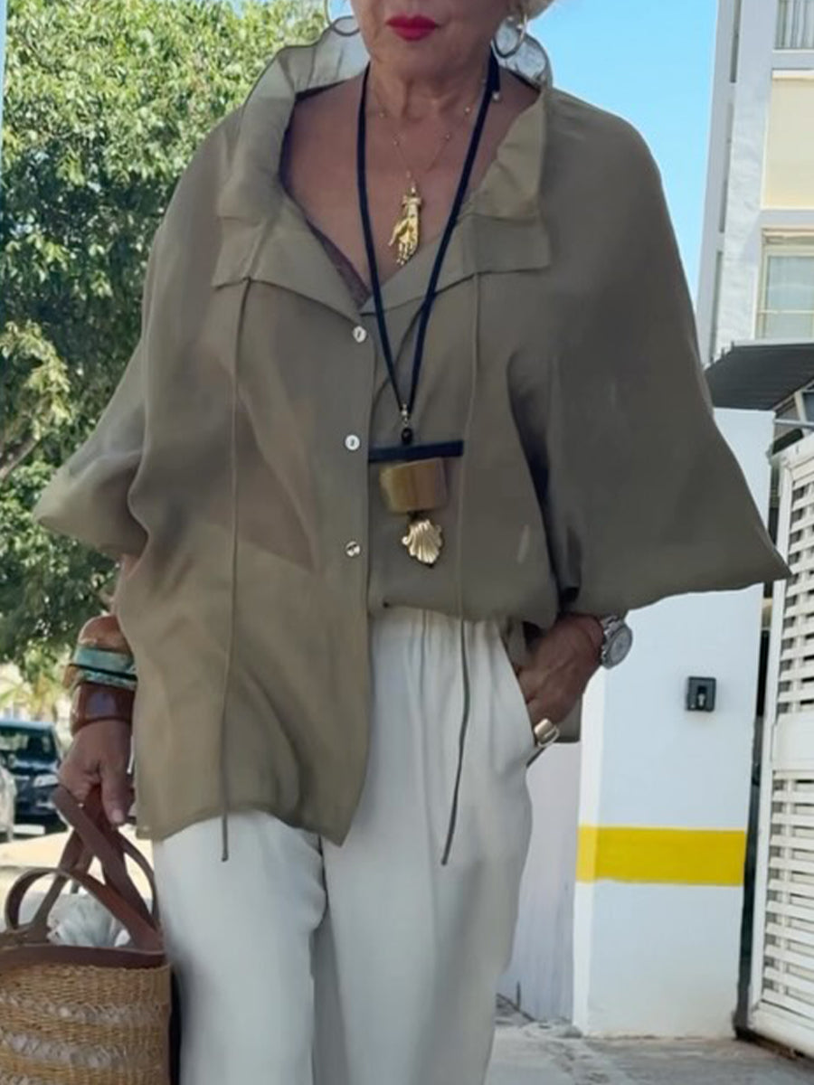 Relaxed-fit Casual Linen And Cotton Shirt