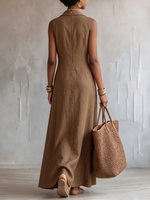 Minimalist Elegant Lace-up Cotton-linen Dress