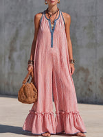 Bohemian Striped Ruffle Jumpsuit