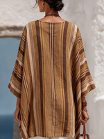 Boho-chic Style Striped Poncho Blouse