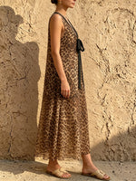 Women's Leopard Sheer Tie-Front Dress