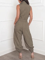 Edgy Utility Parachute Jumpsuit – Sleeveless Zip-Front & Voluminous Cargo Pants