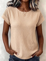 Cozy Waffle Knit Lace Patchwork Top