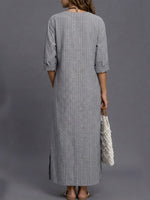Women's Retro Striped Print Casual Dress