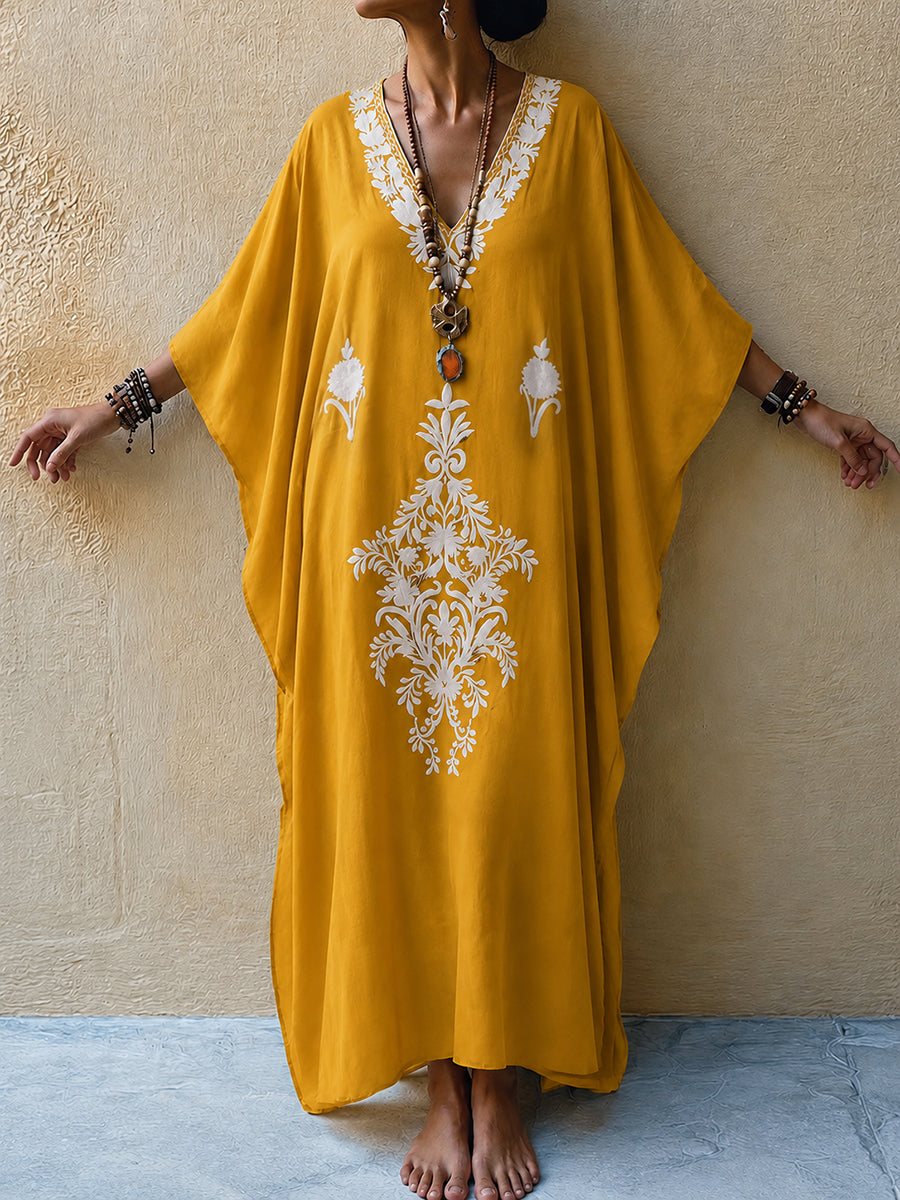 Bohemian Loose-fit Printed Kaftan Maxi Dress