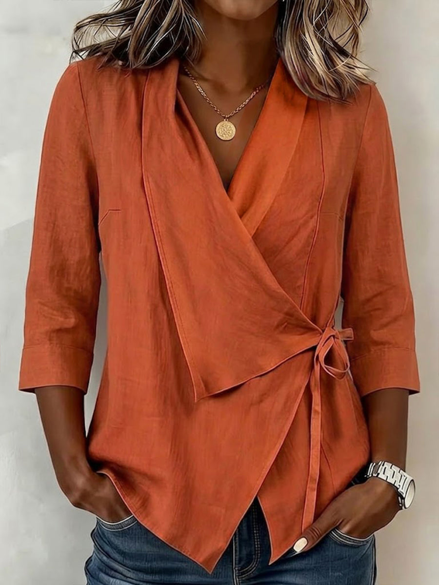 Casual Linen-cotton Shirt With A Collar