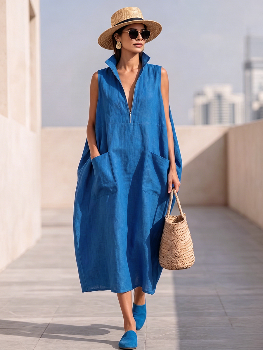 Stylish Stand-collar Cocoon Dress