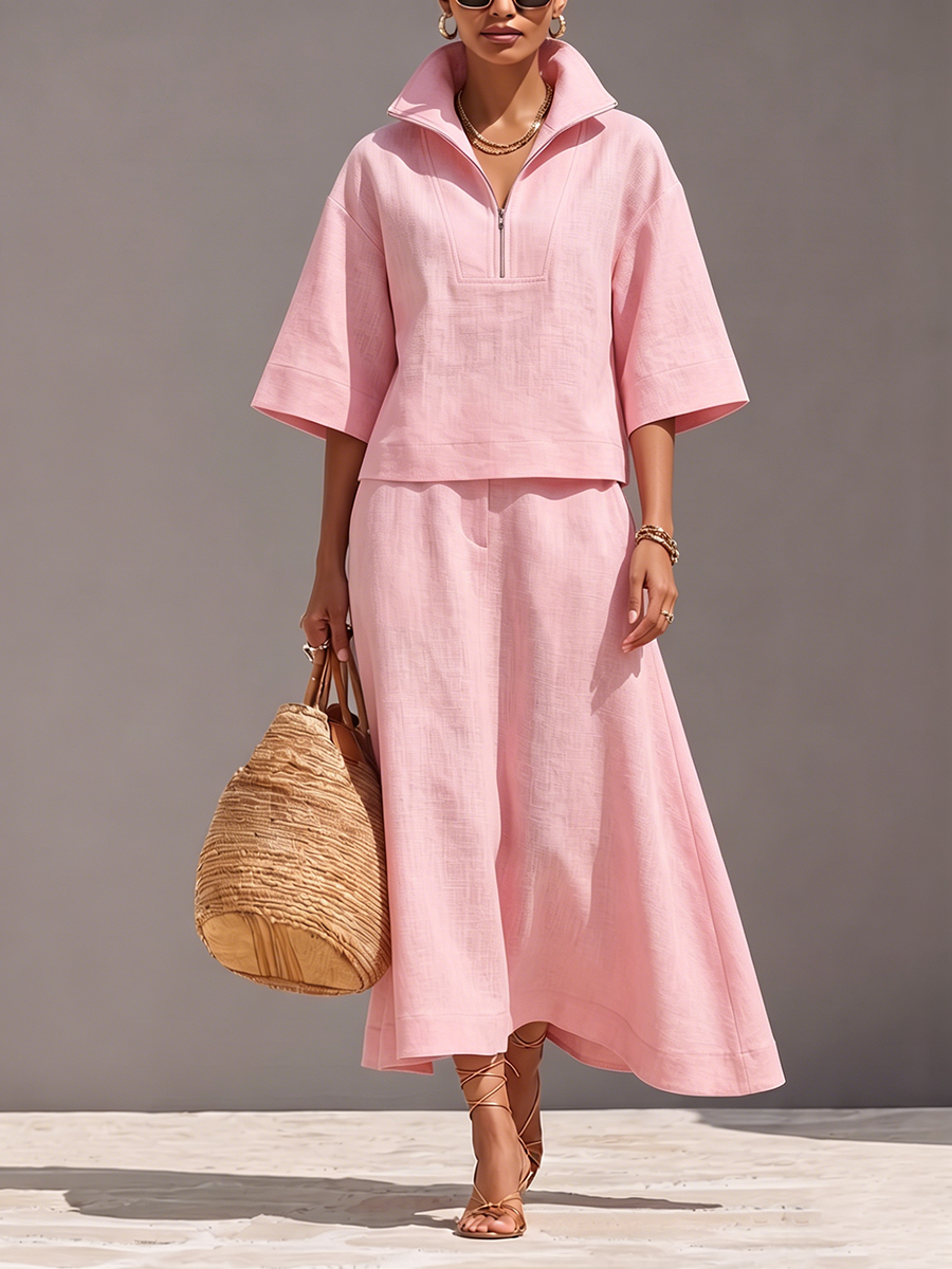 Minimalist Elegant Cotton-linen Two-piece Set
