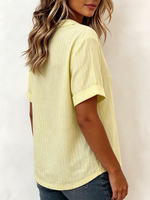 Effortless Elegance Vertical Striped V-neck Summer Shirt