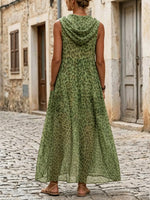 Women's Retro Leopard Art Print Casual Sleeveless Chiffon Maxi Dress