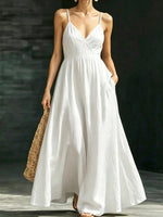 Women's Casual Elegant Stylish Loose V-neck Sleeveless Vacation Long Dress