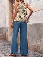 Women's Casual Stylish Floral Loose Sleeveless Top And Pants Two-piece Set
