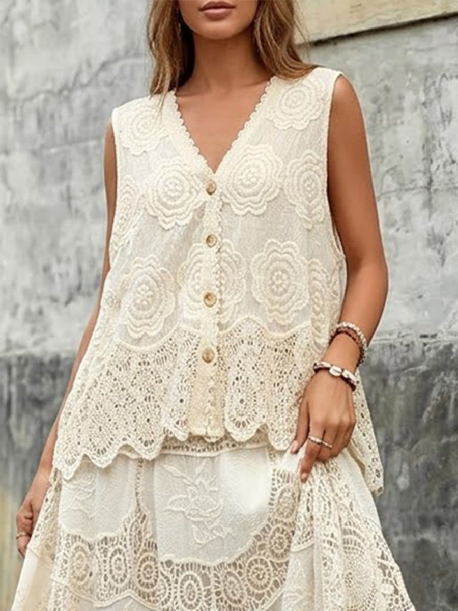 Bohemian Embroidered Sleeveless Top