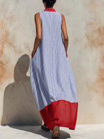 Vacation Chic Linen Striped Maxi Dress