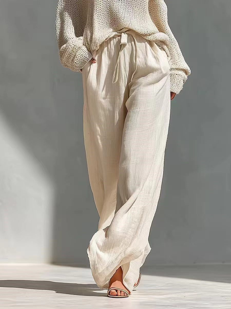 Women's Casual Knit Stylish Top And Wide Leg Pants Two-piece Set